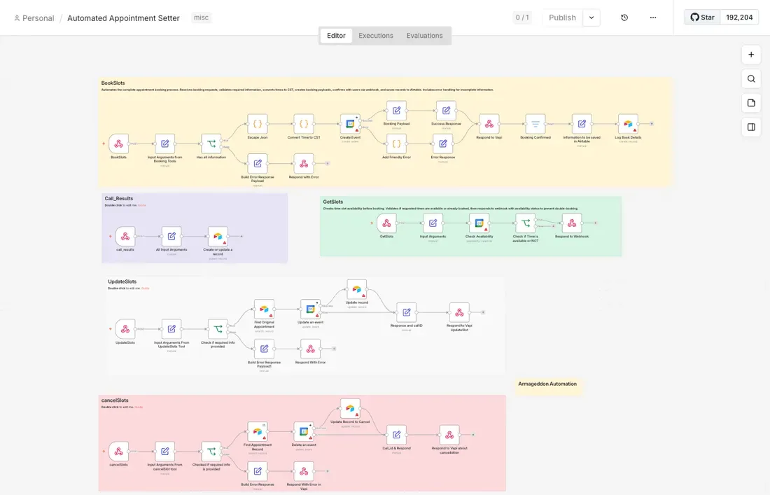 Outbound voice appointment setter workflow with booking actions